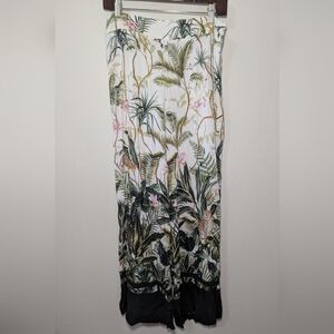 H&M Wide Leg Pants Tropical Jungle Print Lounge 100% Viscose Women's Size 10